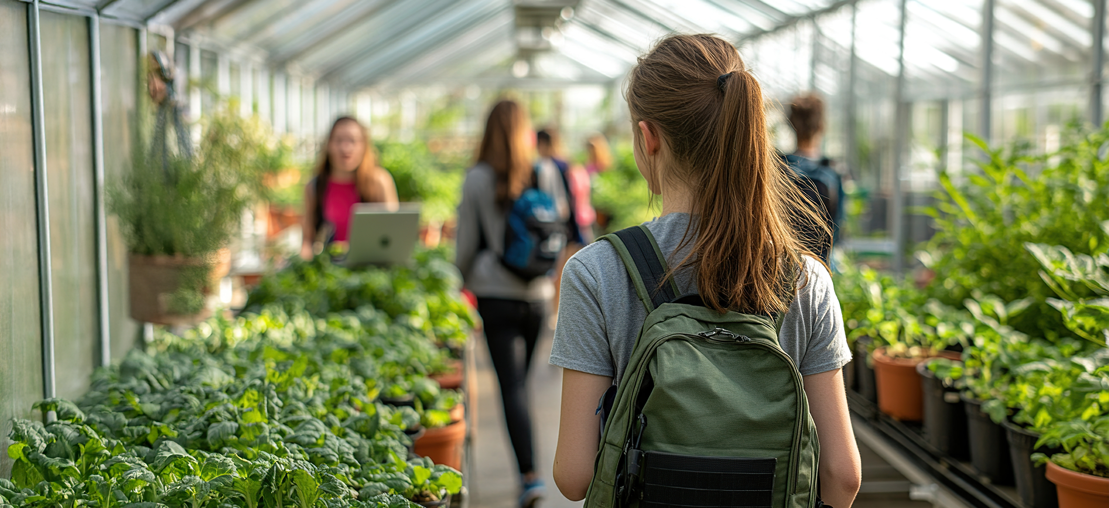 Group of students at a Greenhouse