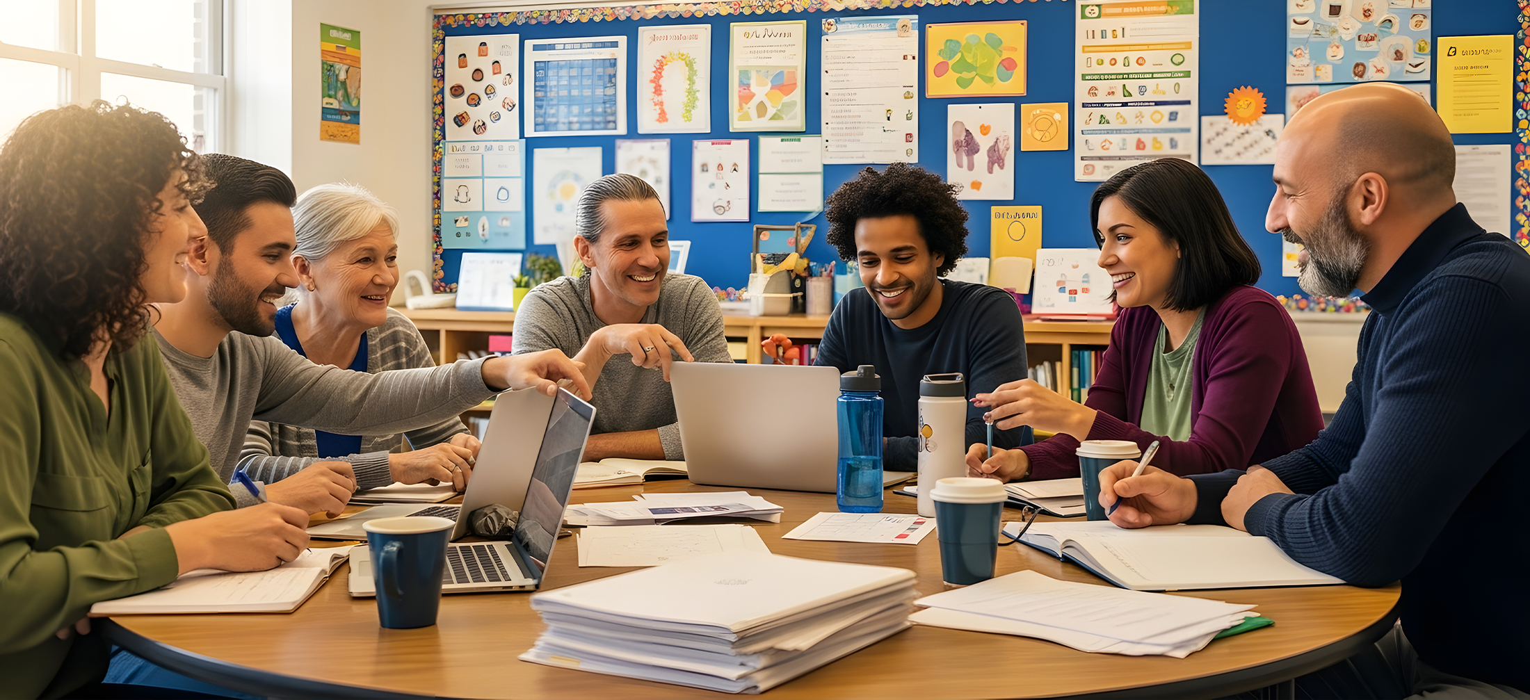 Coworkers collaborating on MTSS implementation